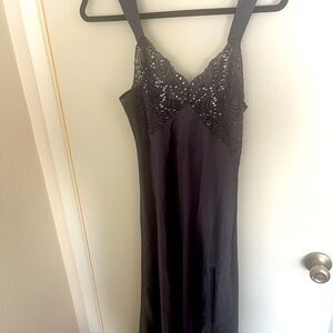 Victoria's Secret Gold Label Slip Dress Nightgown Small Gray Adj. Straps
